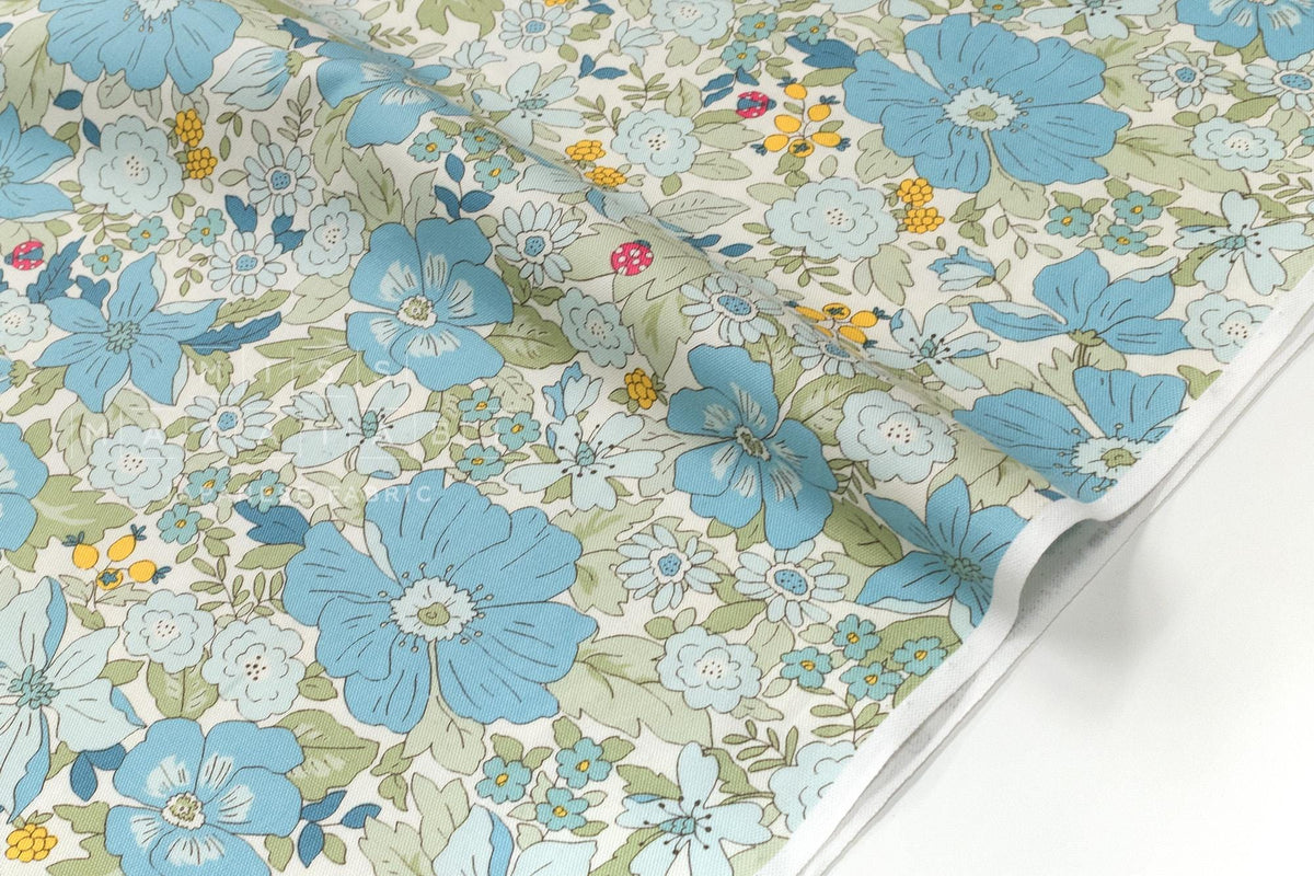 Japanese Fabric All the Flowers - blue - 50cm