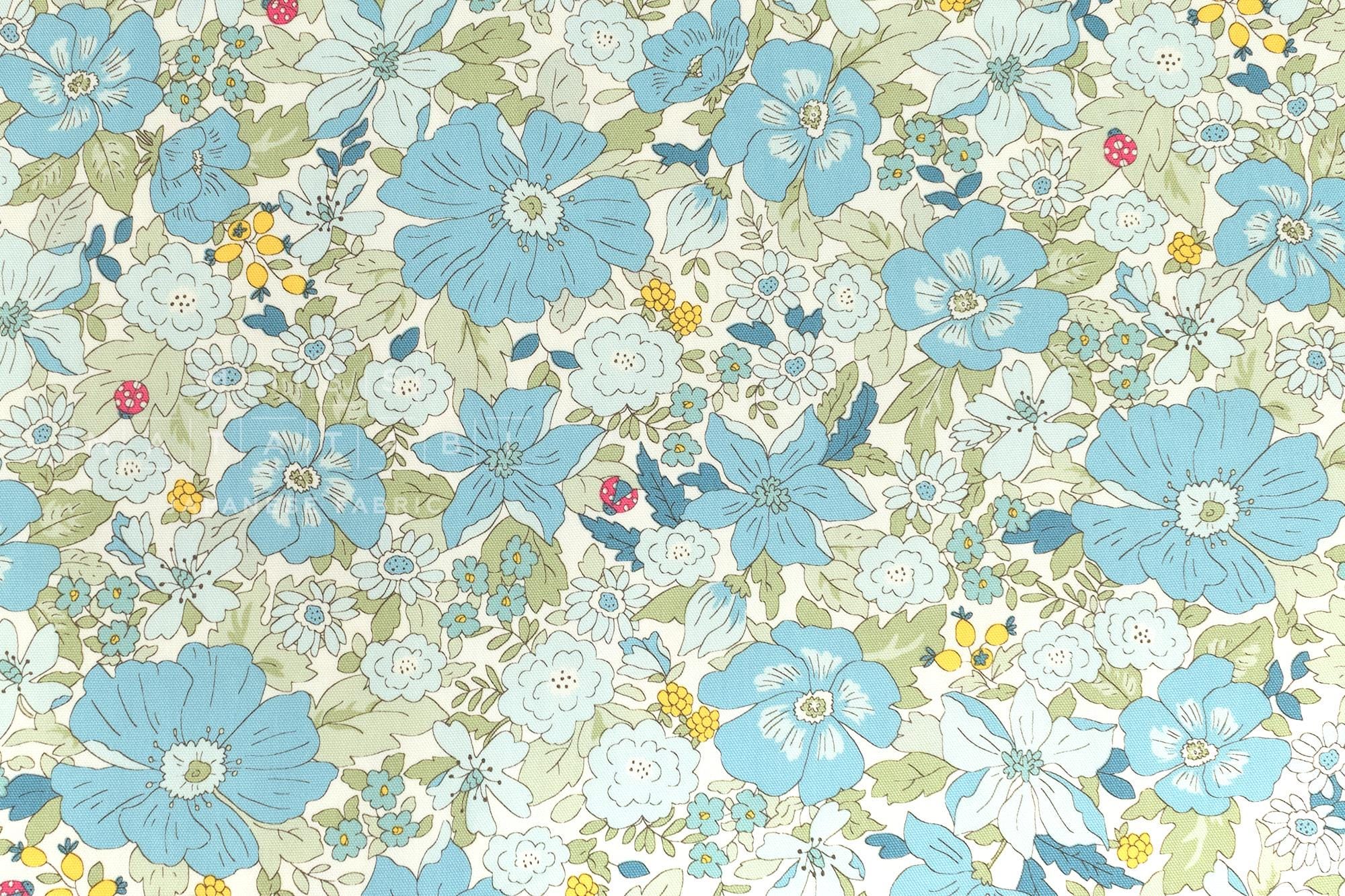 Japanese Fabric All the Flowers - blue - 50cm