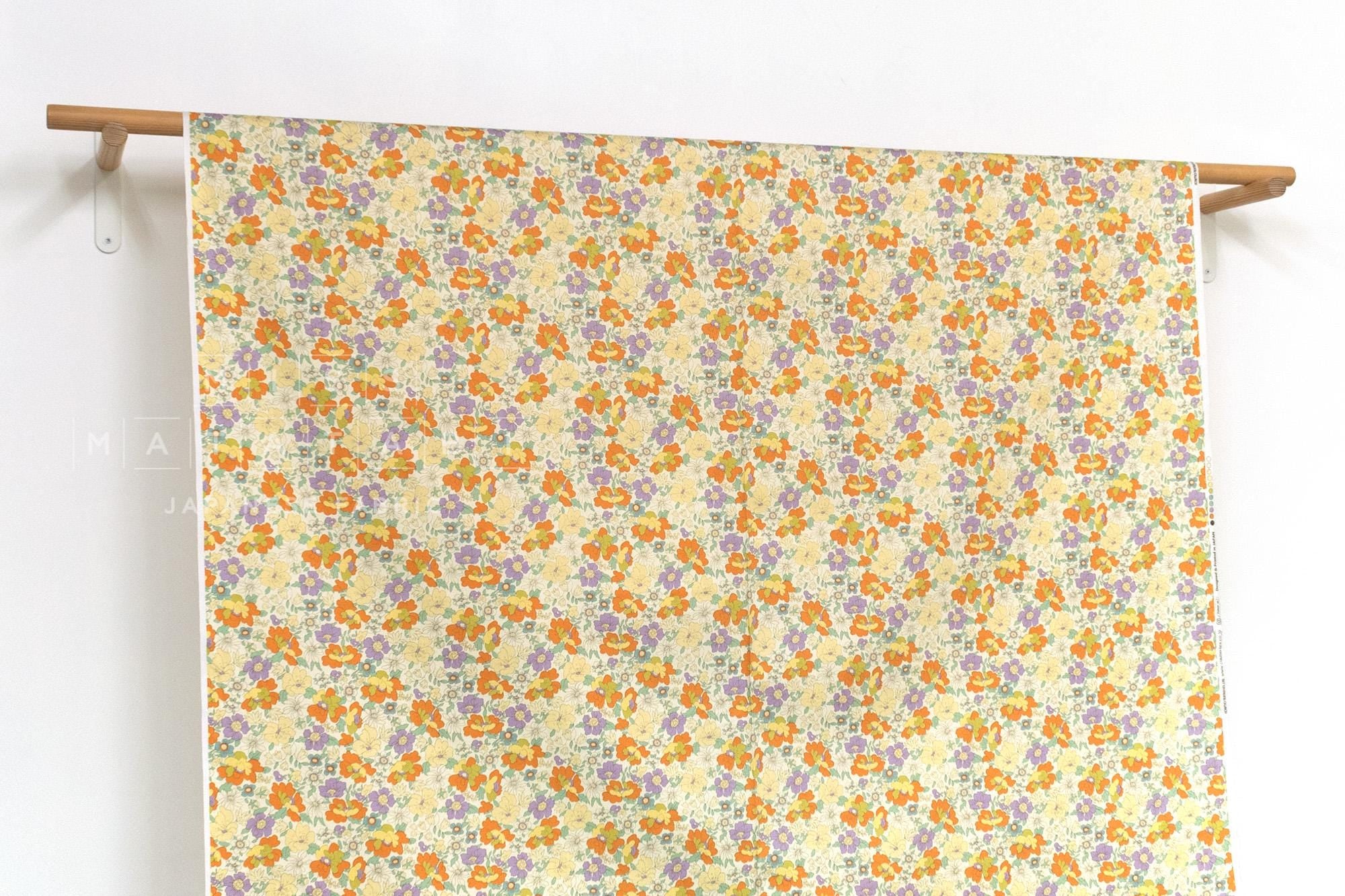 Japanese Fabric All the Flowers II - lilac, orange, yellow - 50cm