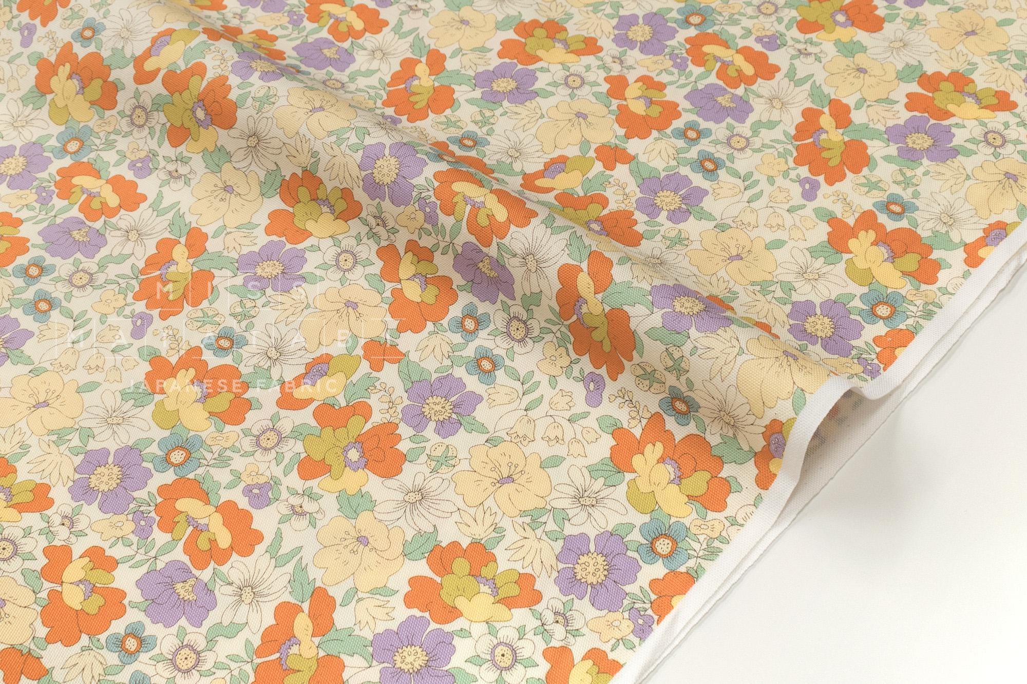 Japanese Fabric All the Flowers II - lilac, orange, yellow - 50cm