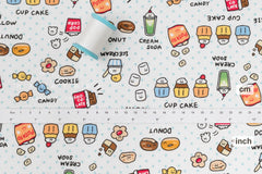 Japanese Fabric Kawaii Snack Time - A - 50cm