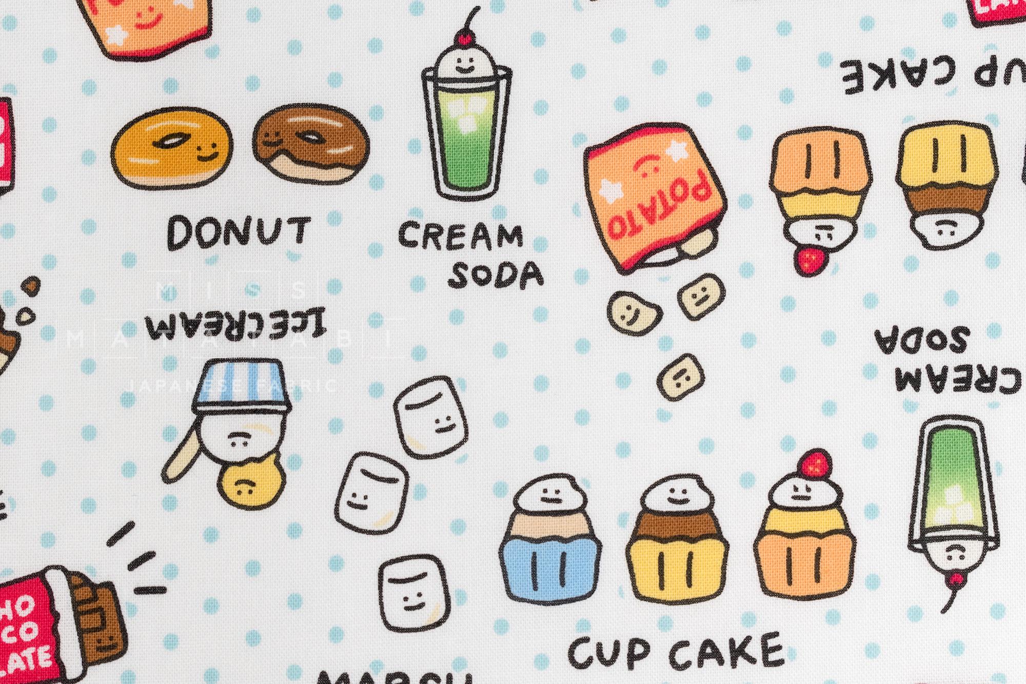 Japanese Fabric Kawaii Snack Time - A - 50cm