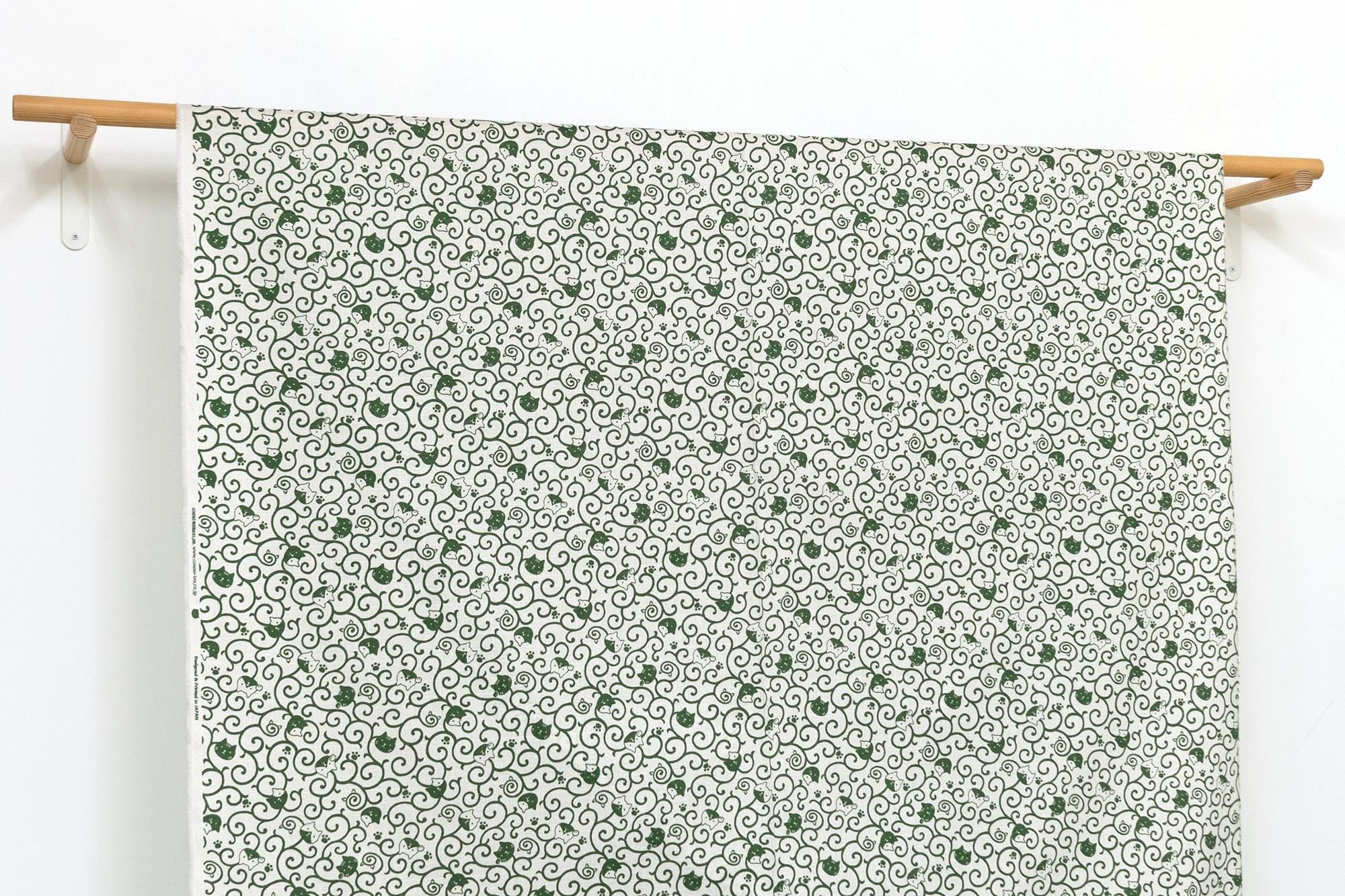 Japanese Fabric Karakusa Cats - green - 50cm