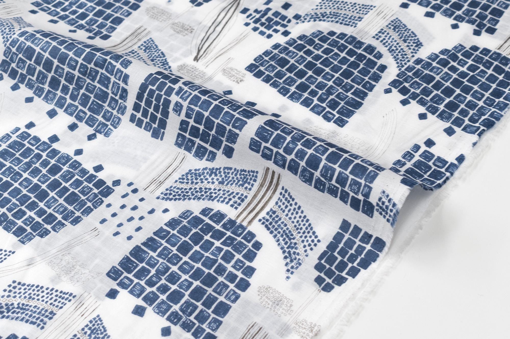 Japanese Fabric Blue Tulips - 50cm