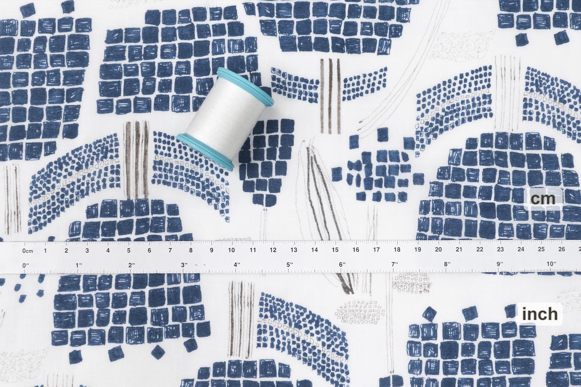 Japanese Fabric Blue Tulips - 50cm