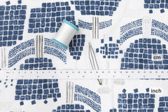 Japanese Fabric Blue Tulips - 50cm