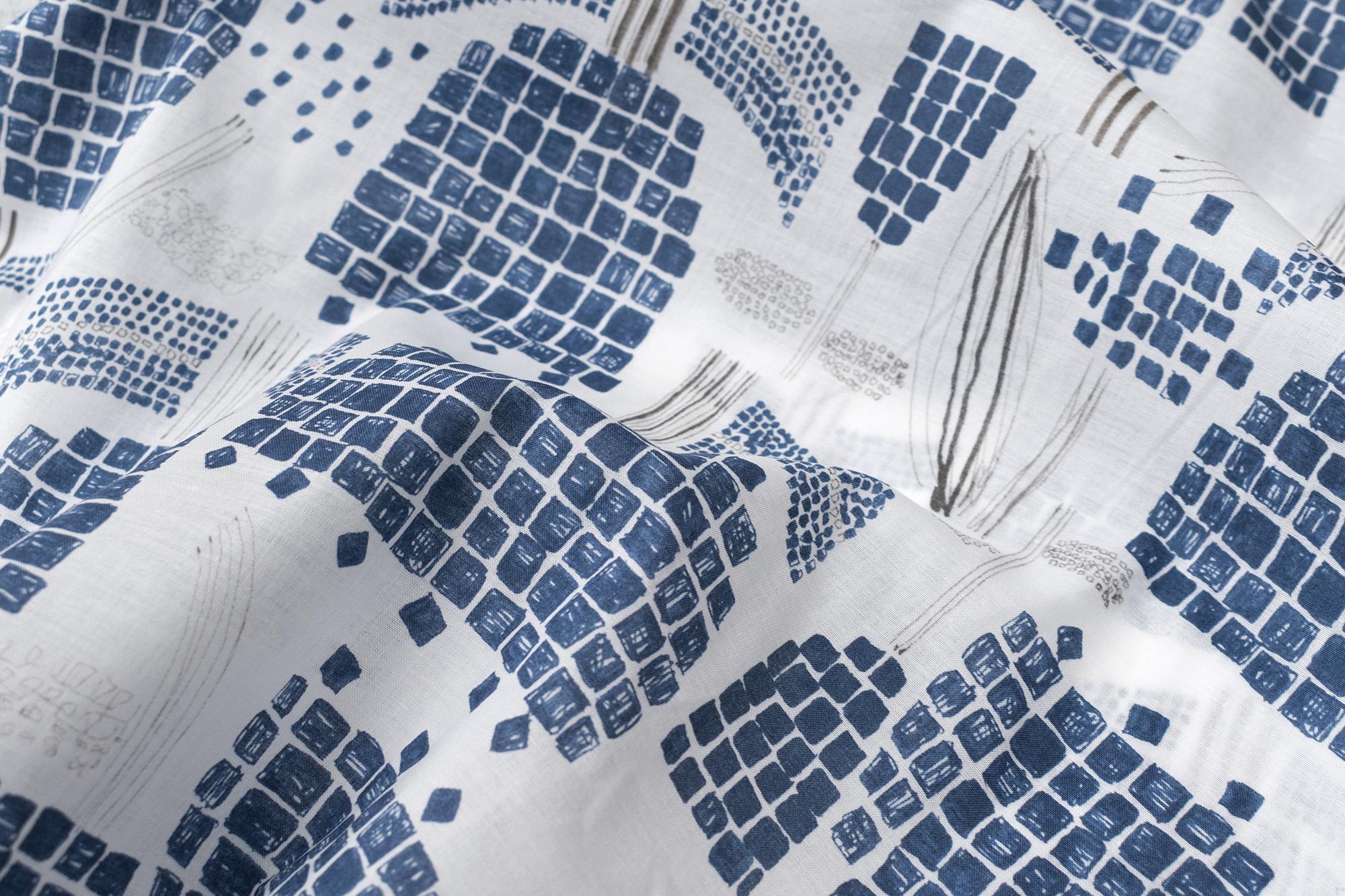 Japanese Fabric Blue Tulips - 50cm