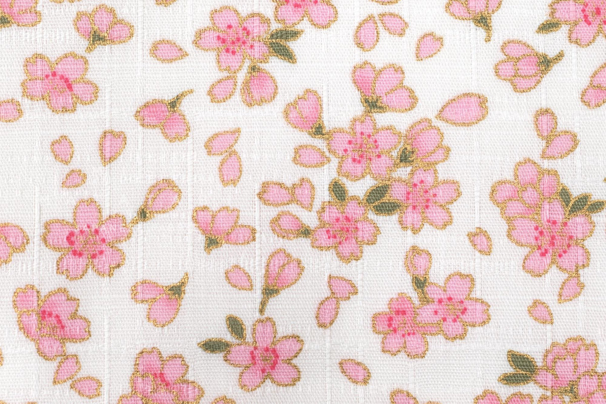 Japanese Fabric Pretty Little Sakura Blossom - pink, gold, cream - 50cm