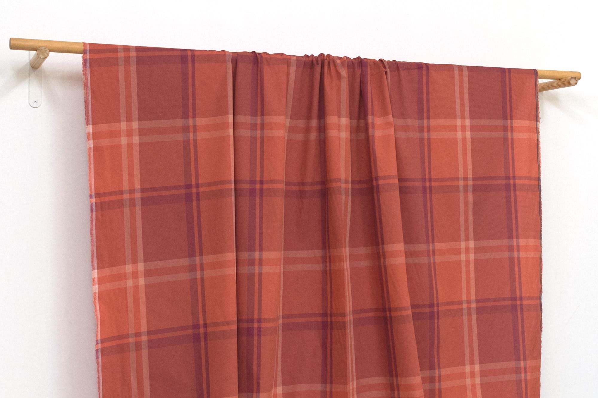 DEADSTOCK Japanese Fabric Yarn Dyed Plaid - orange, red - 50cm