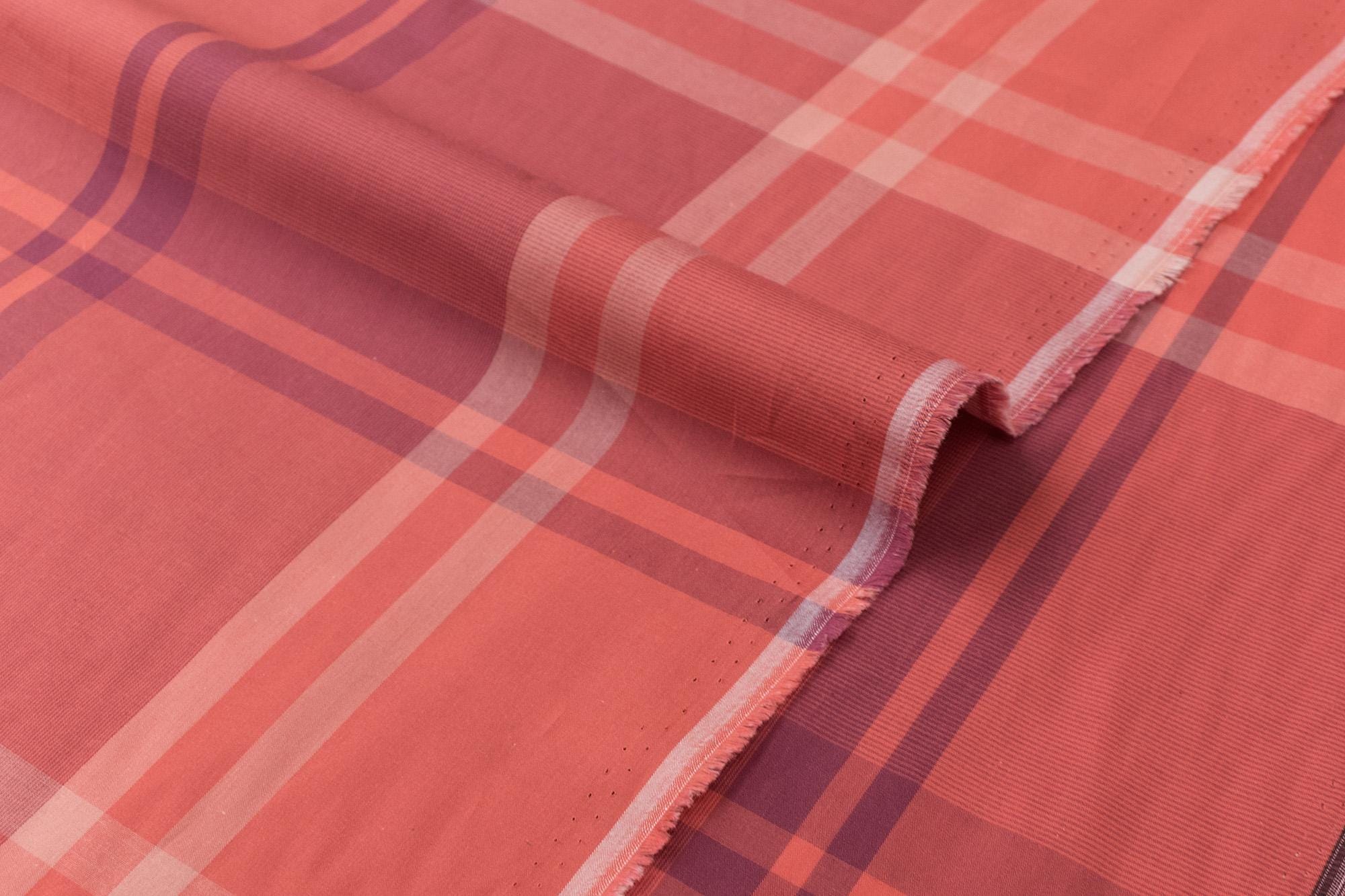 DEADSTOCK Japanese Fabric Yarn Dyed Plaid - orange, red - 50cm