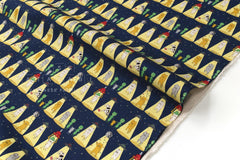 Japanese Fabric Alien Abduction Disco Cats - D blue - 50cm