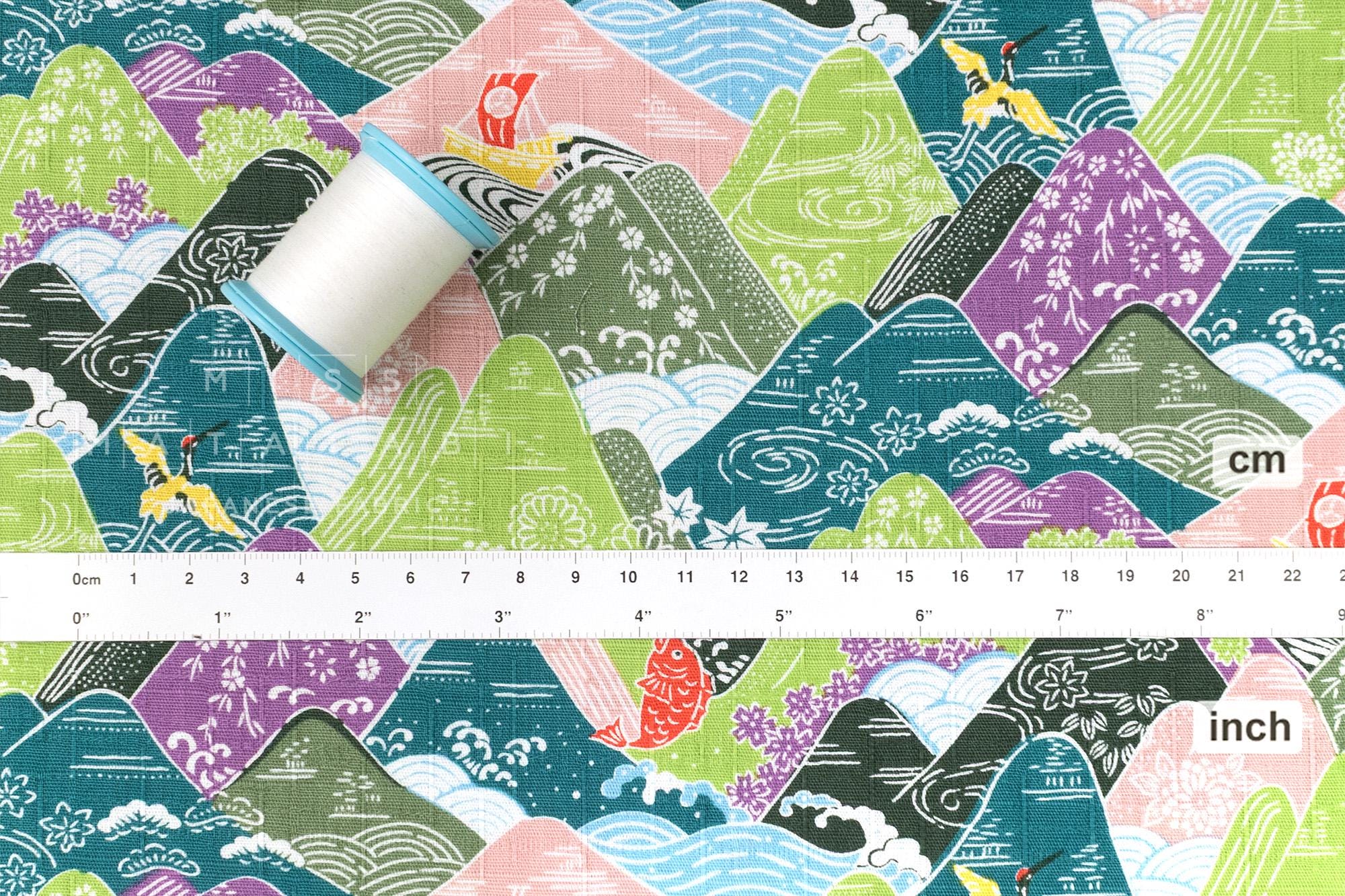 Japanese Fabric Misty Mountains - B - 50cm