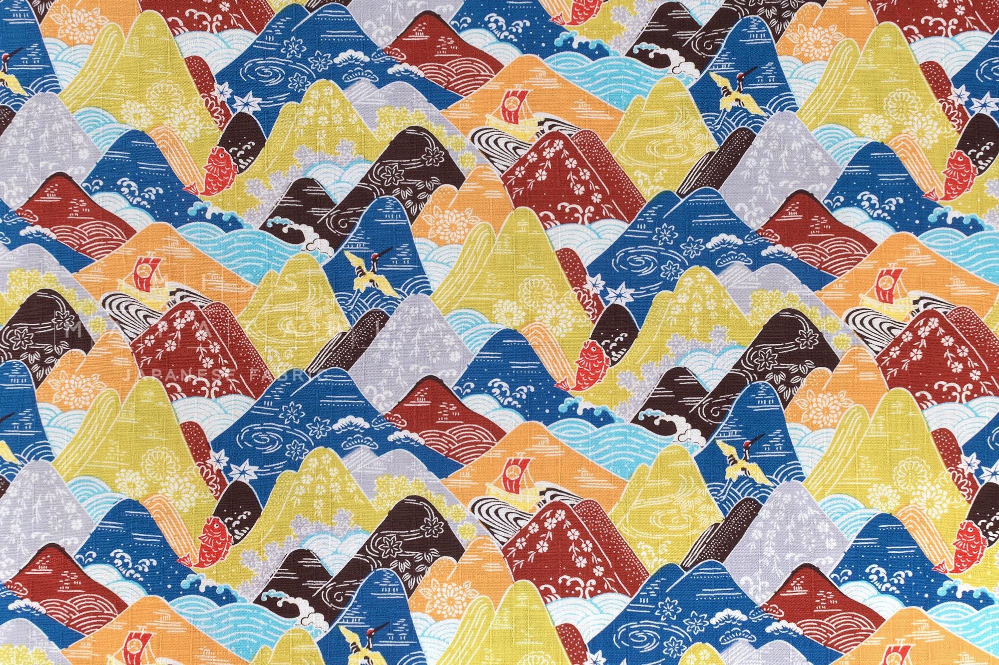 Japanese Fabric Misty Mountains - C - 50cm