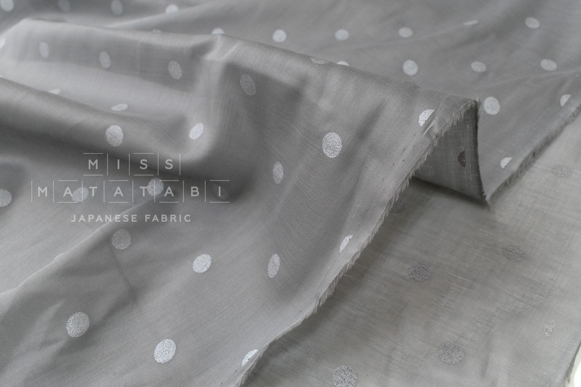 Japanese Fabric Metallic Dots Voile - grey, silver - 50cm