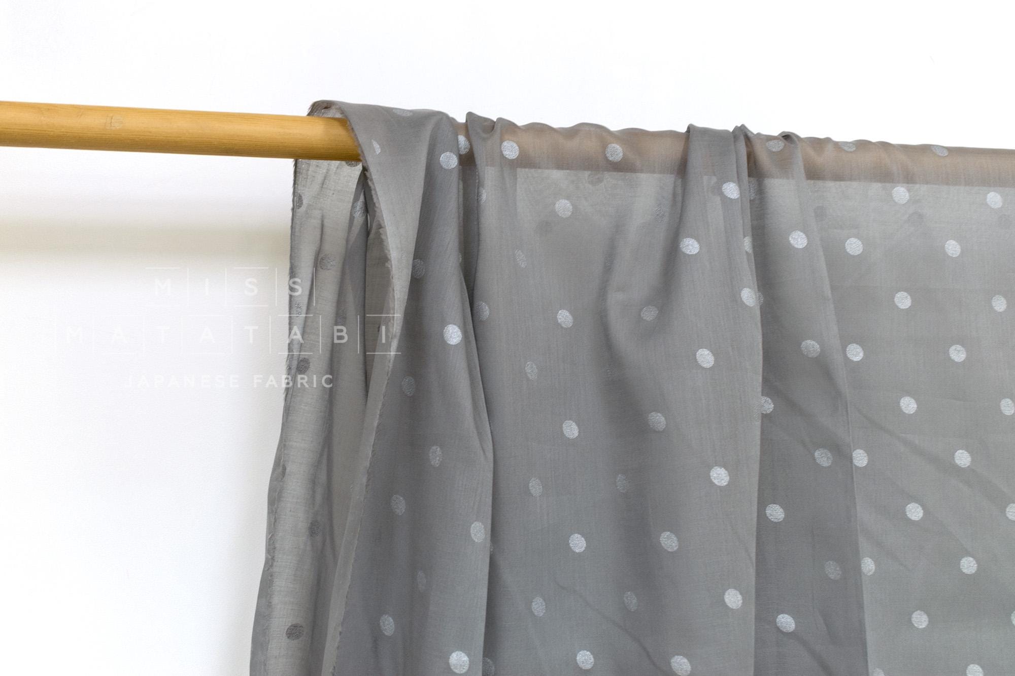 Japanese Fabric Metallic Dots Voile - grey, silver - 50cm