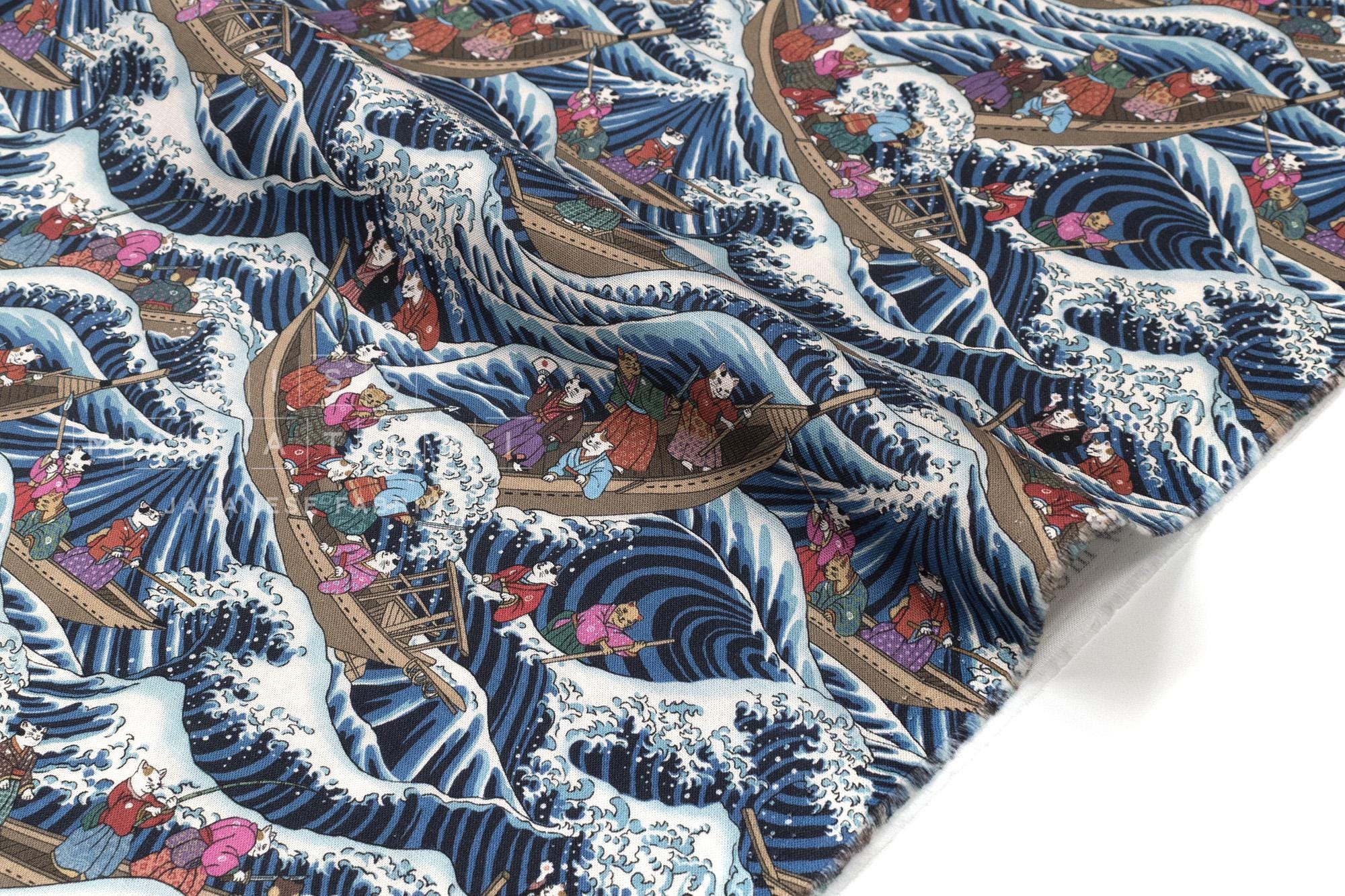 Japanese Fabric Wild Sea Cat Journey - 1 - 50cm
