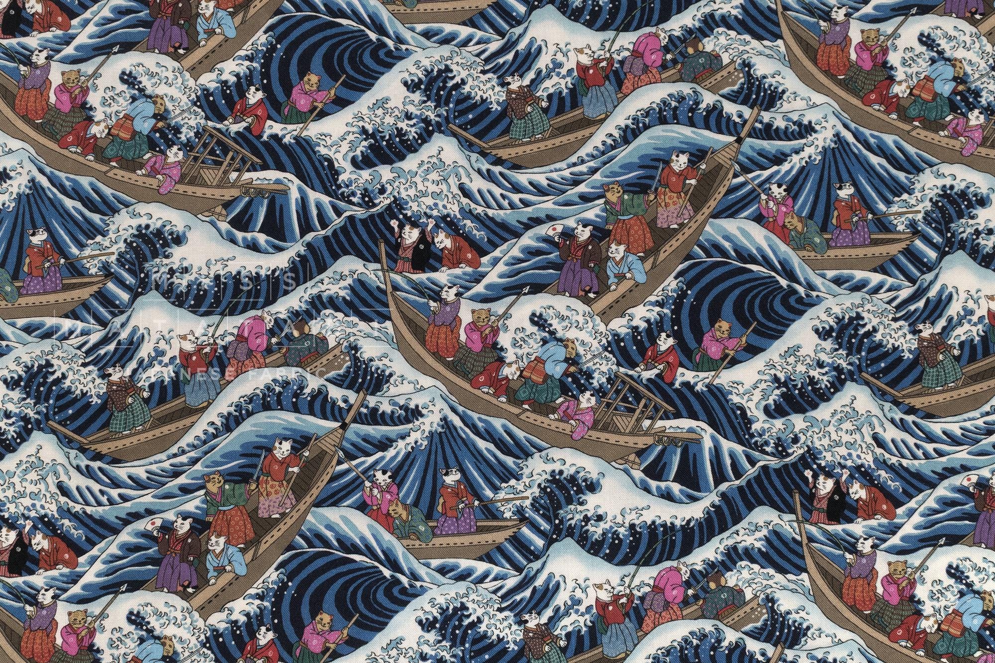 Japanese Fabric Wild Sea Cat Journey - 1 - 50cm