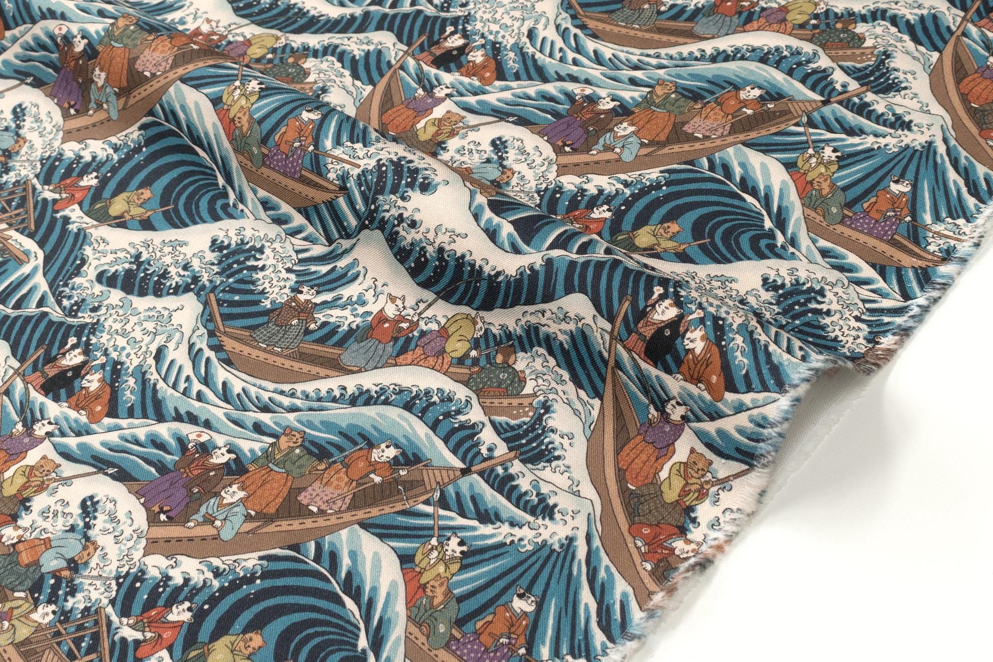 Japanese Fabric Wild Sea Cat Journey - 2 - 50cm