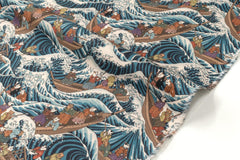Japanese Fabric Wild Sea Cat Journey - 2 - 50cm