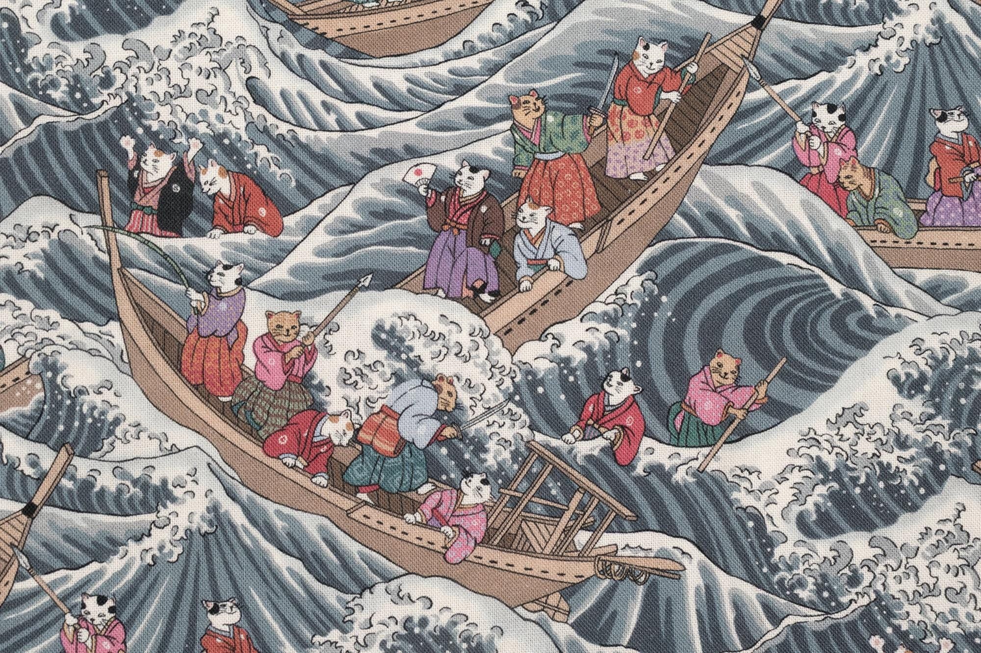 Japanese Fabric Wild Sea Cat Journey - 3 - 50cm