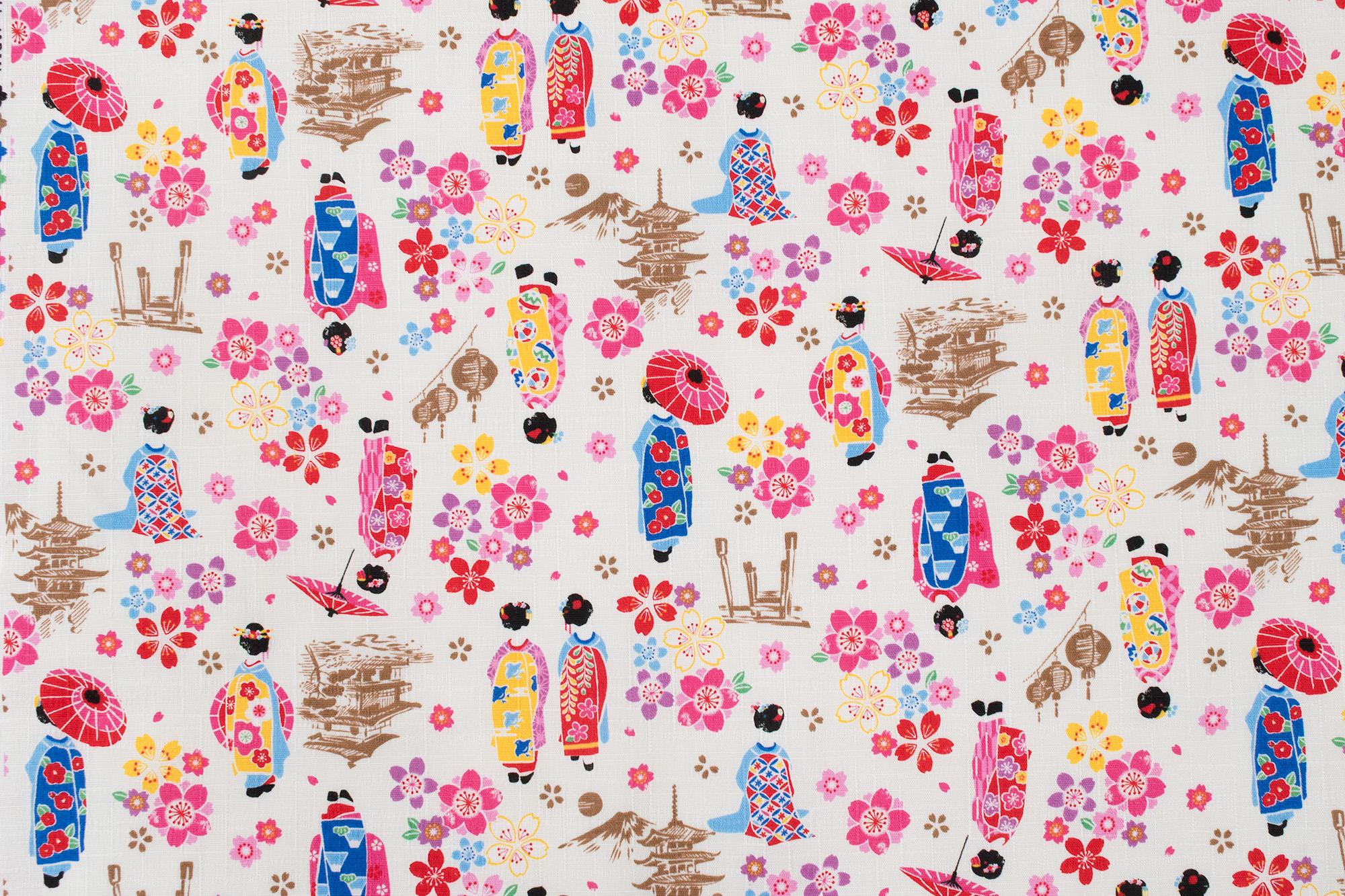 Japanese Fabric Little Maiko Dobby - A - 50cm