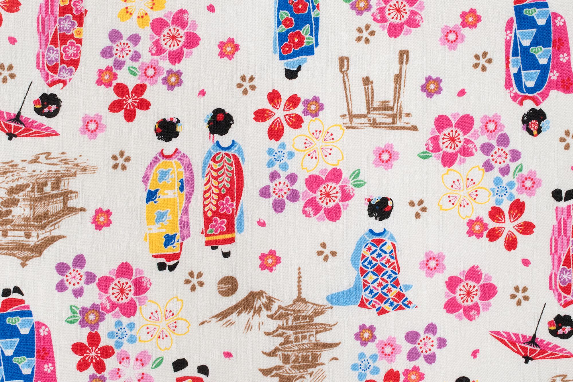 Japanese Fabric Little Maiko Dobby - A - 50cm