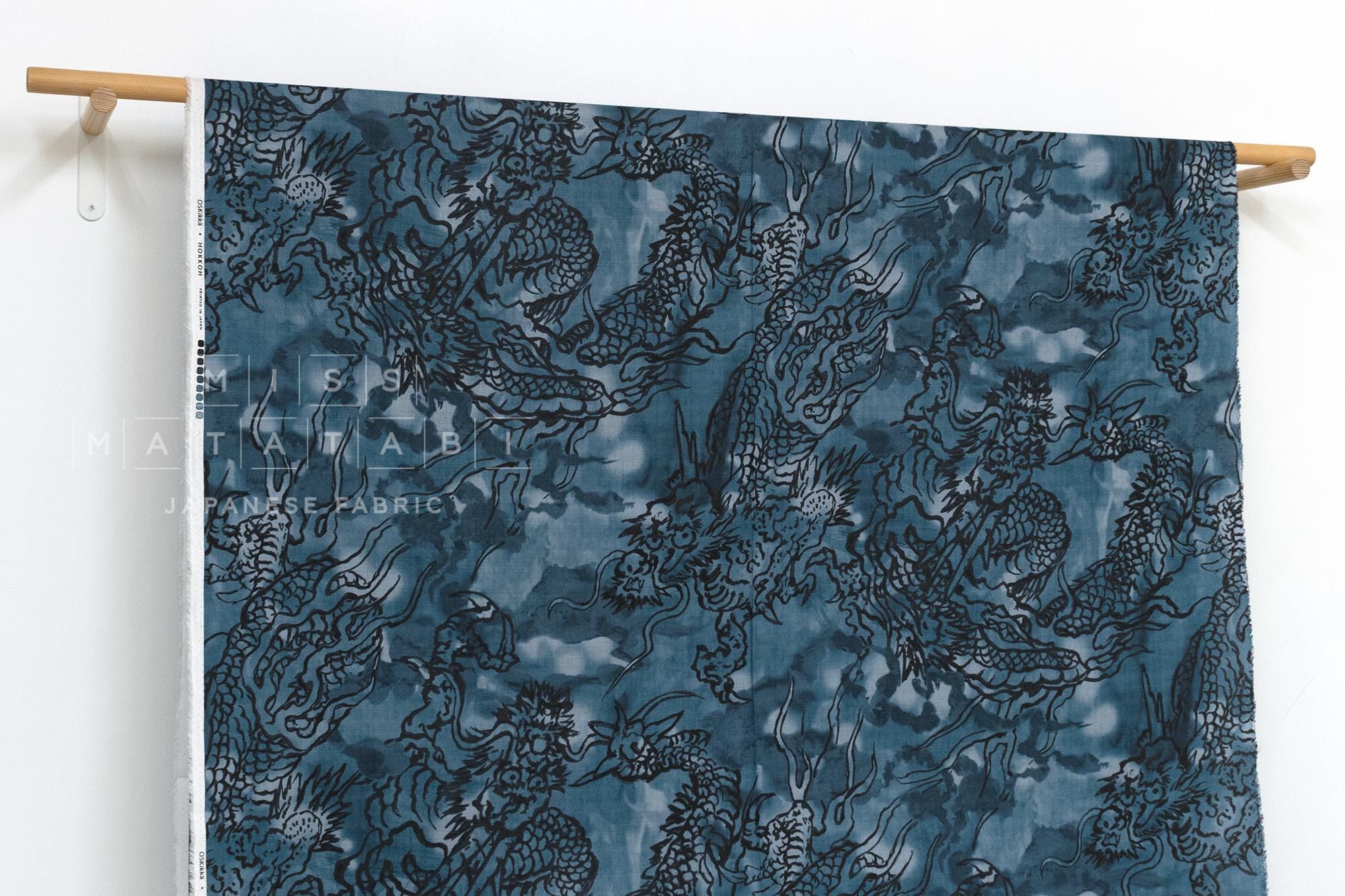 Japanese Fabric Watercolor Dragons - D - 50cm