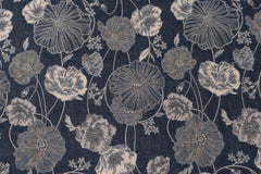 Japanese Fabric Yarn Dyed Woven Poppy Jacquard - navy blue - 50cm