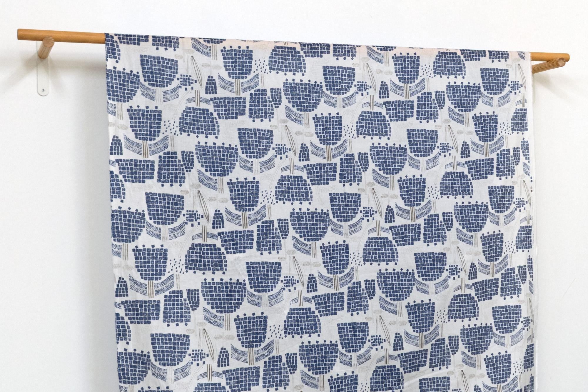 Japanese Fabric Blue Tulips - 50cm