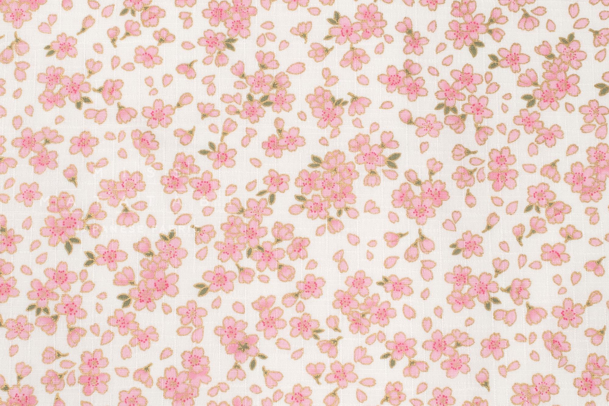 Japanese Fabric Pretty Little Sakura Blossom - pink, gold, cream - 50cm