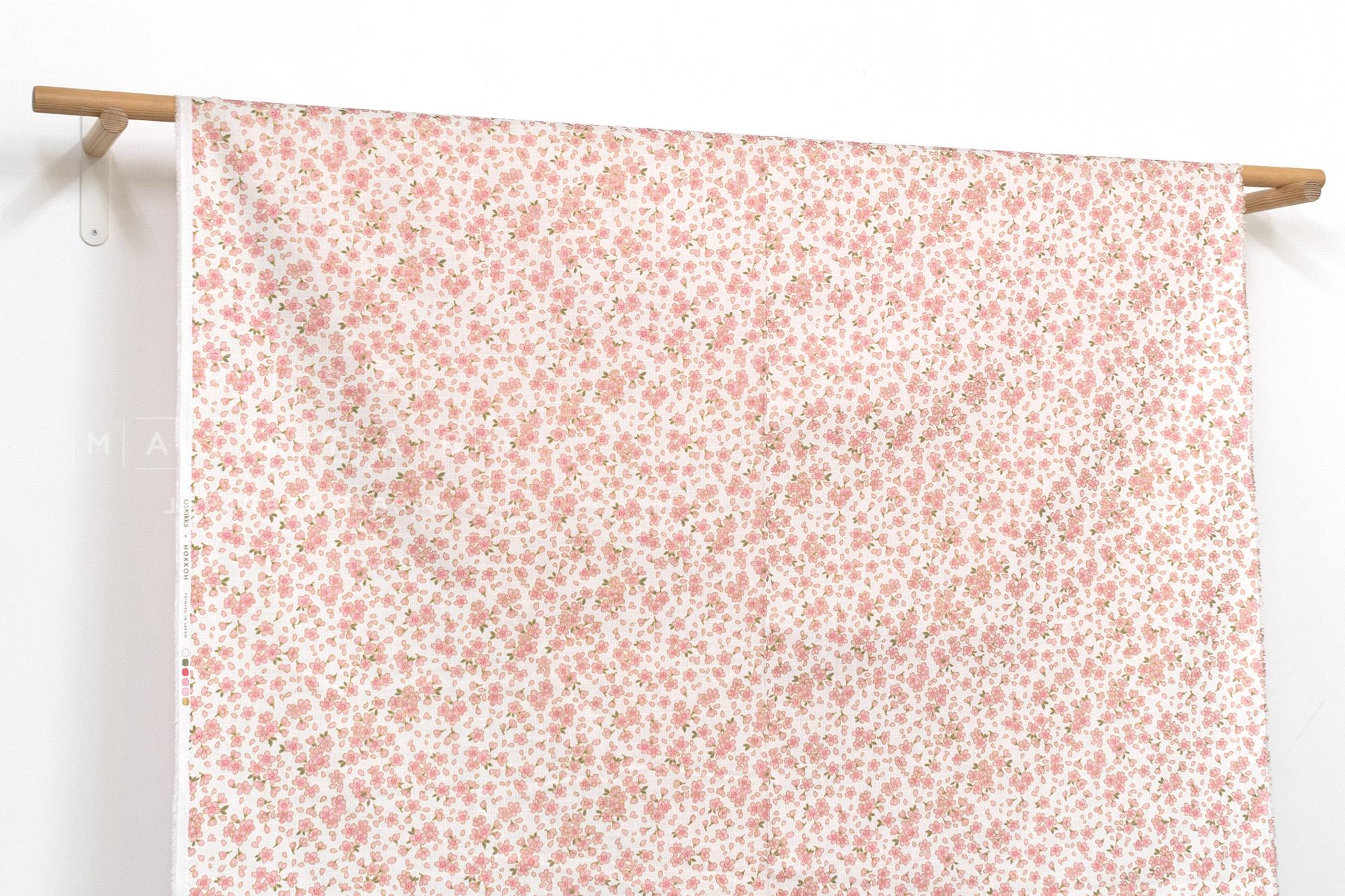 Japanese Fabric Pretty Little Sakura Blossom - pink, gold, cream - 50cm