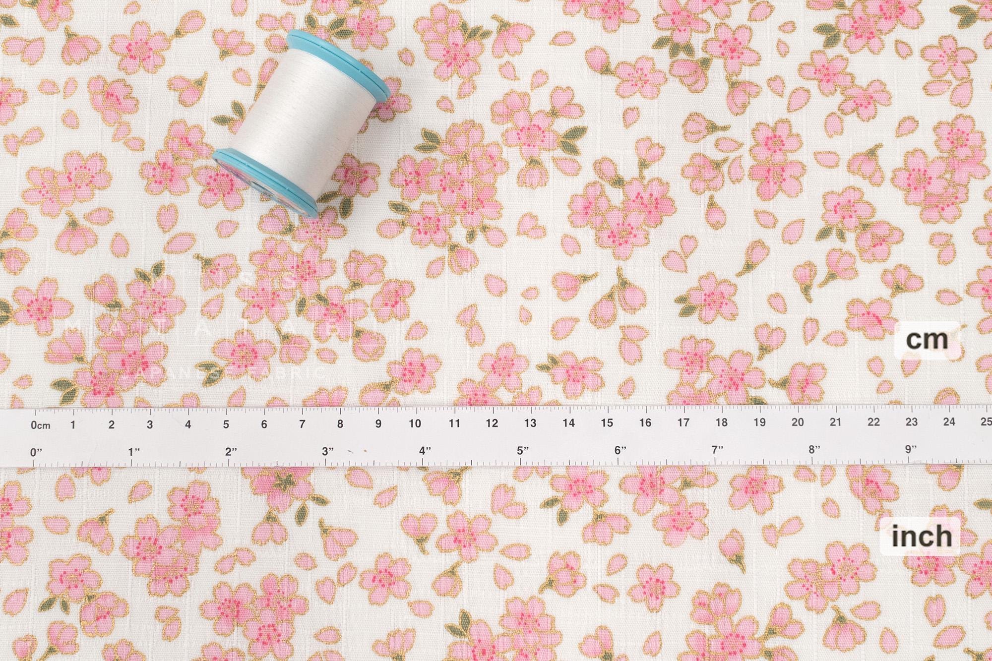 Japanese Fabric Pretty Little Sakura Blossom - pink, gold, cream - 50cm