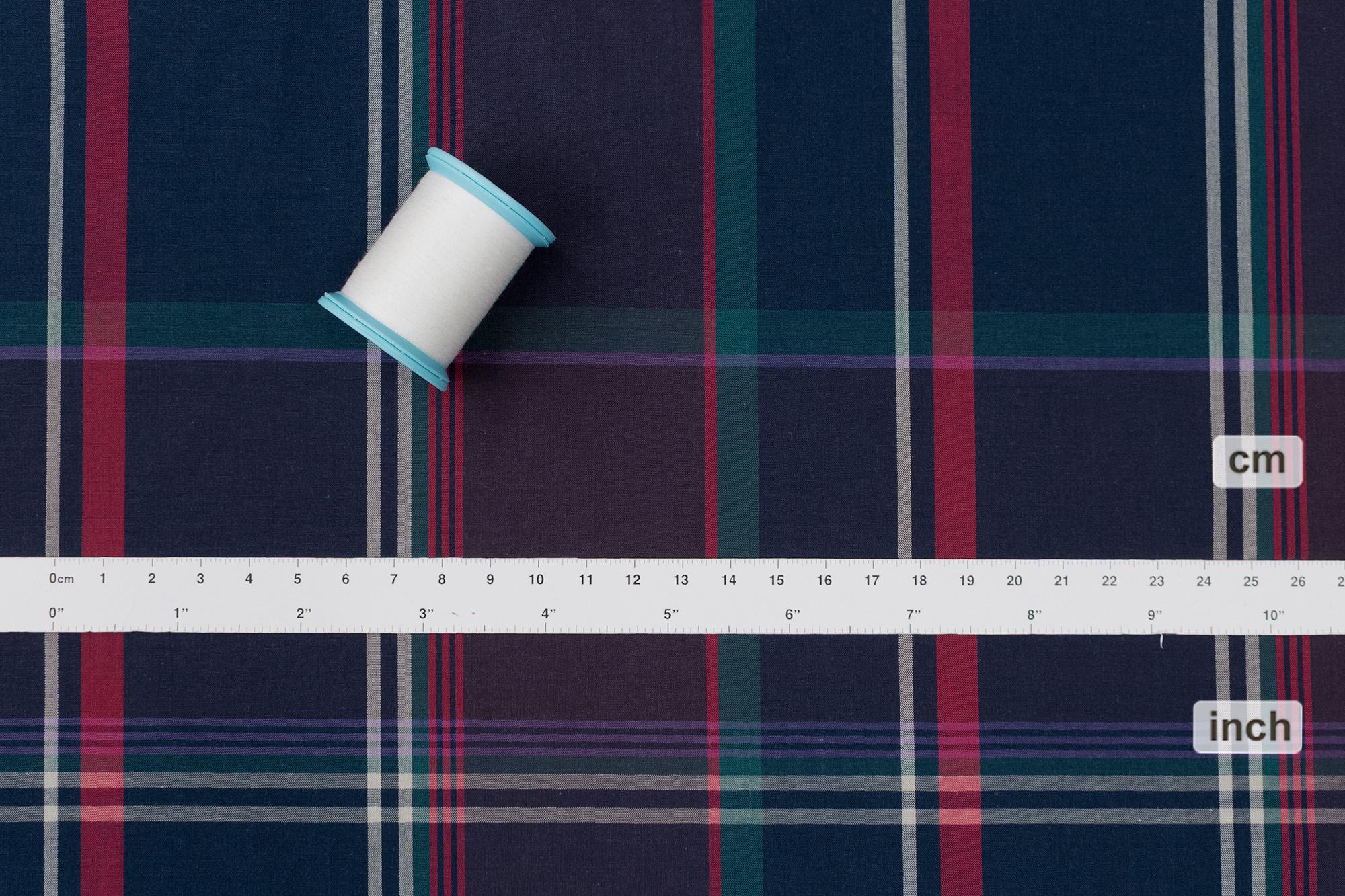 DEADSTOCK Japanese Fabric Yarn Dyed Plaid - navy - 50cm