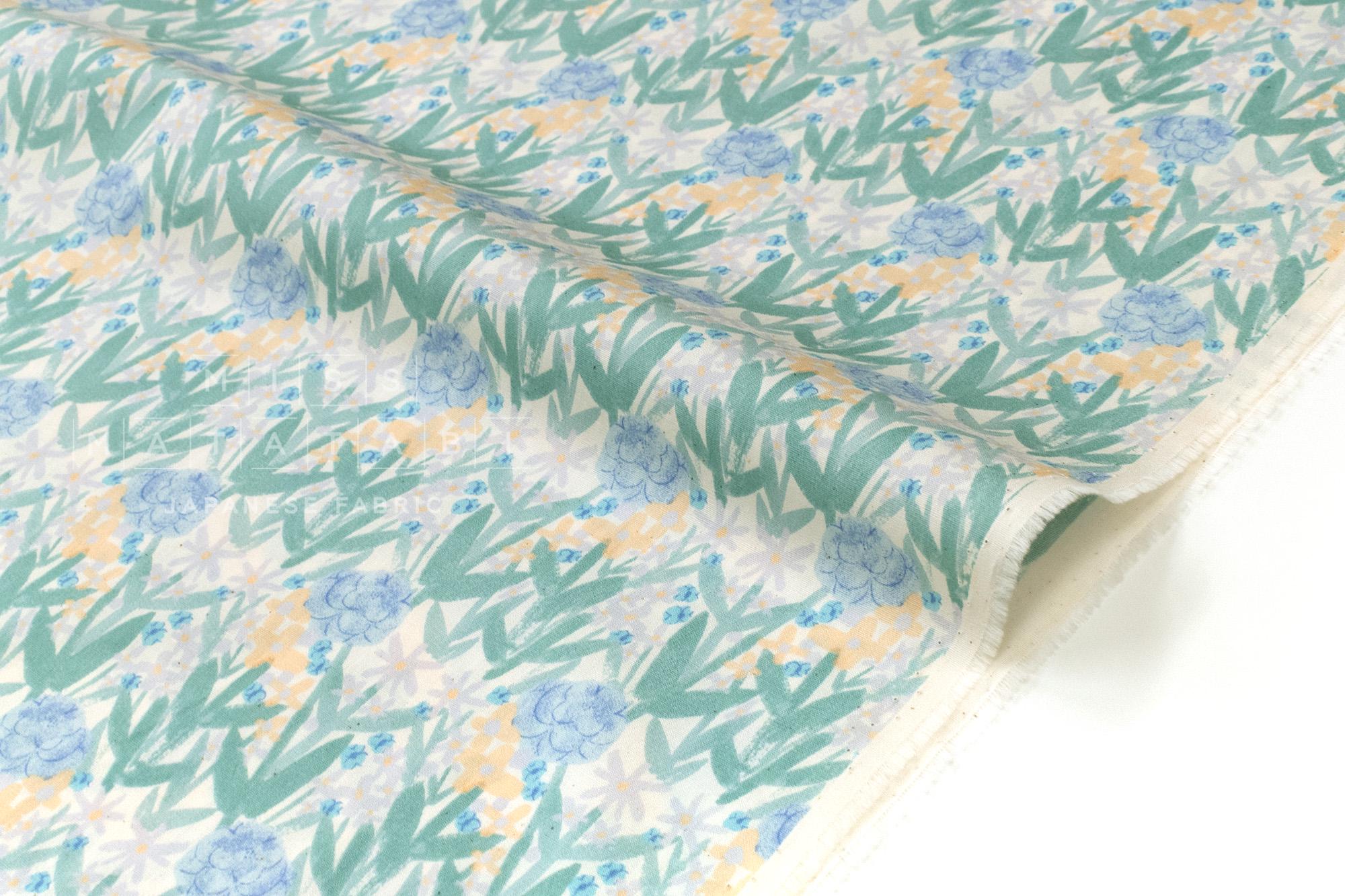 Japanese Fabric Flora - blue - 50cm