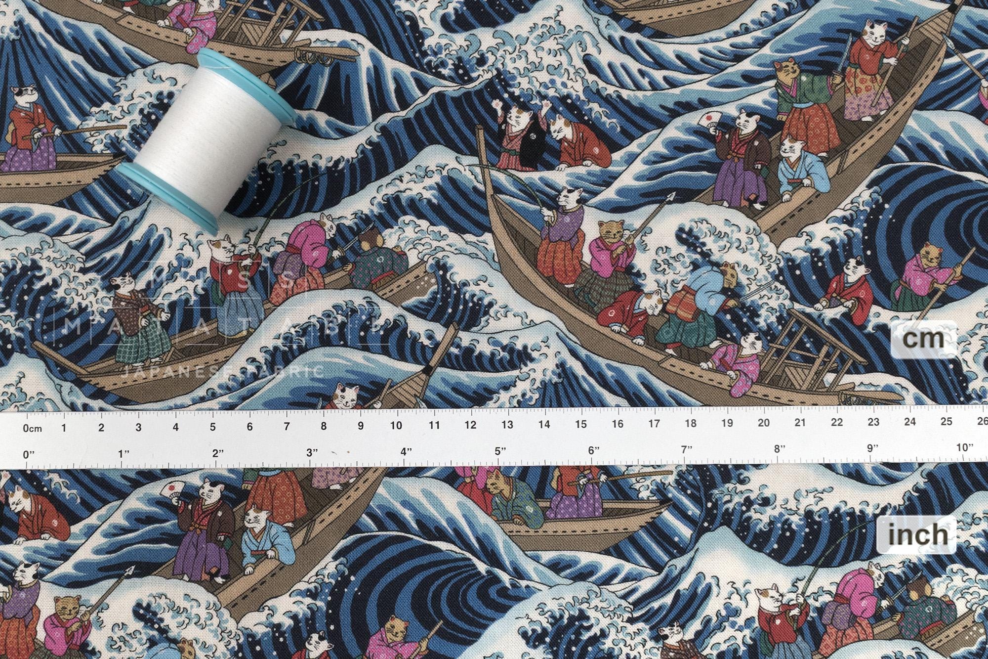 Japanese Fabric Wild Sea Cat Journey - 1 - 50cm