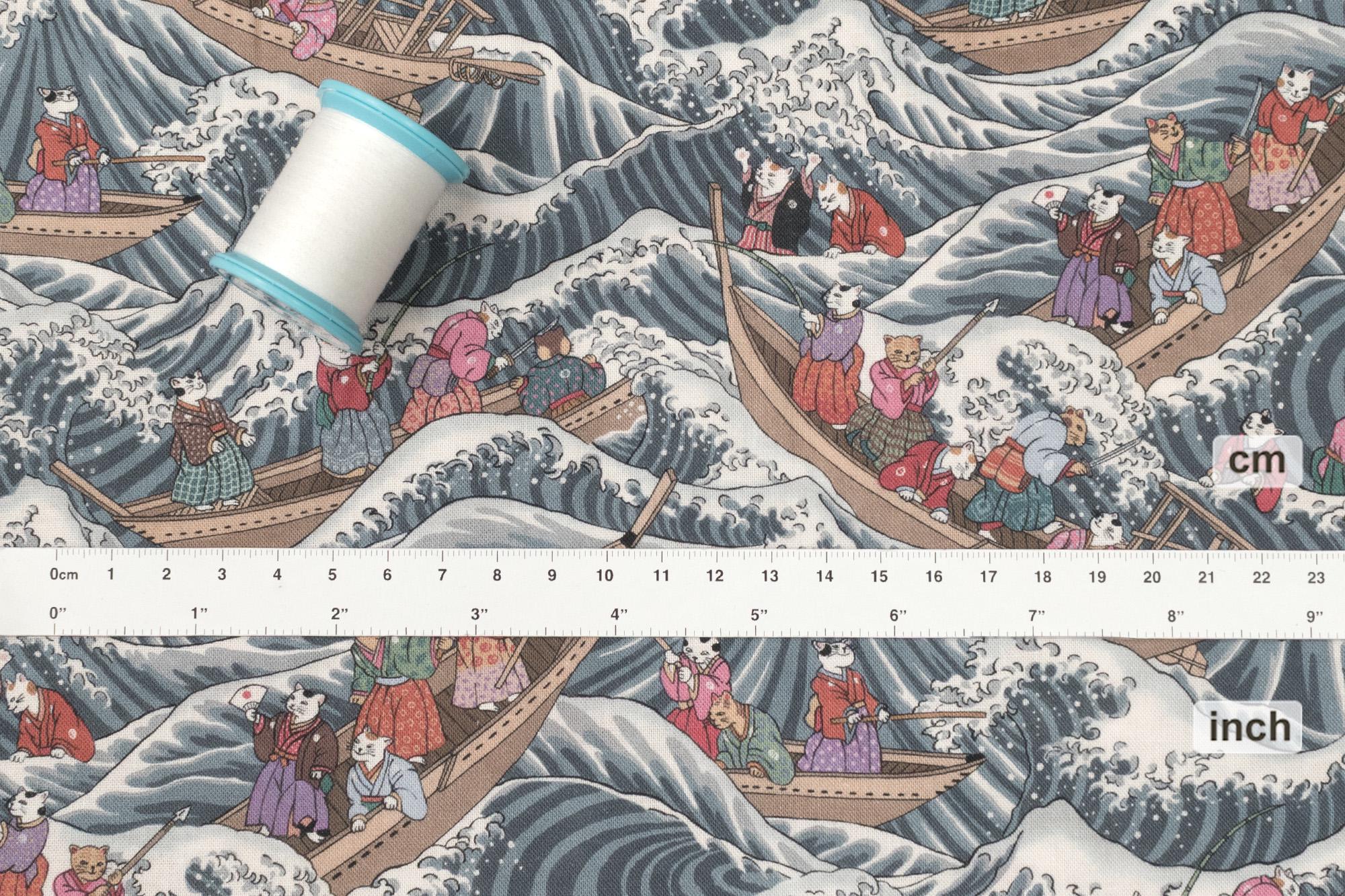 Japanese Fabric Wild Sea Cat Journey - 3 - 50cm