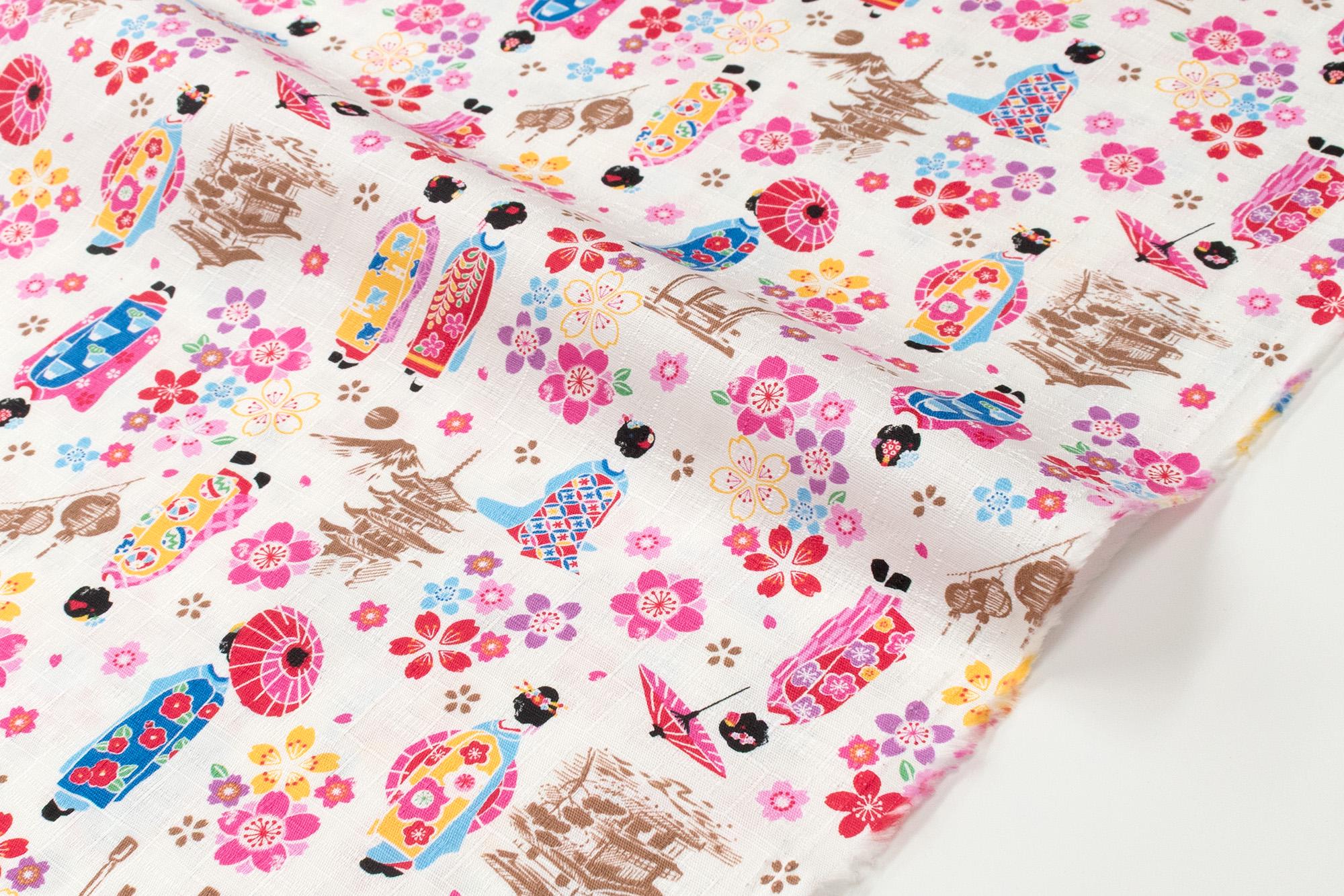 Japanese Fabric Little Maiko Dobby - A - 50cm