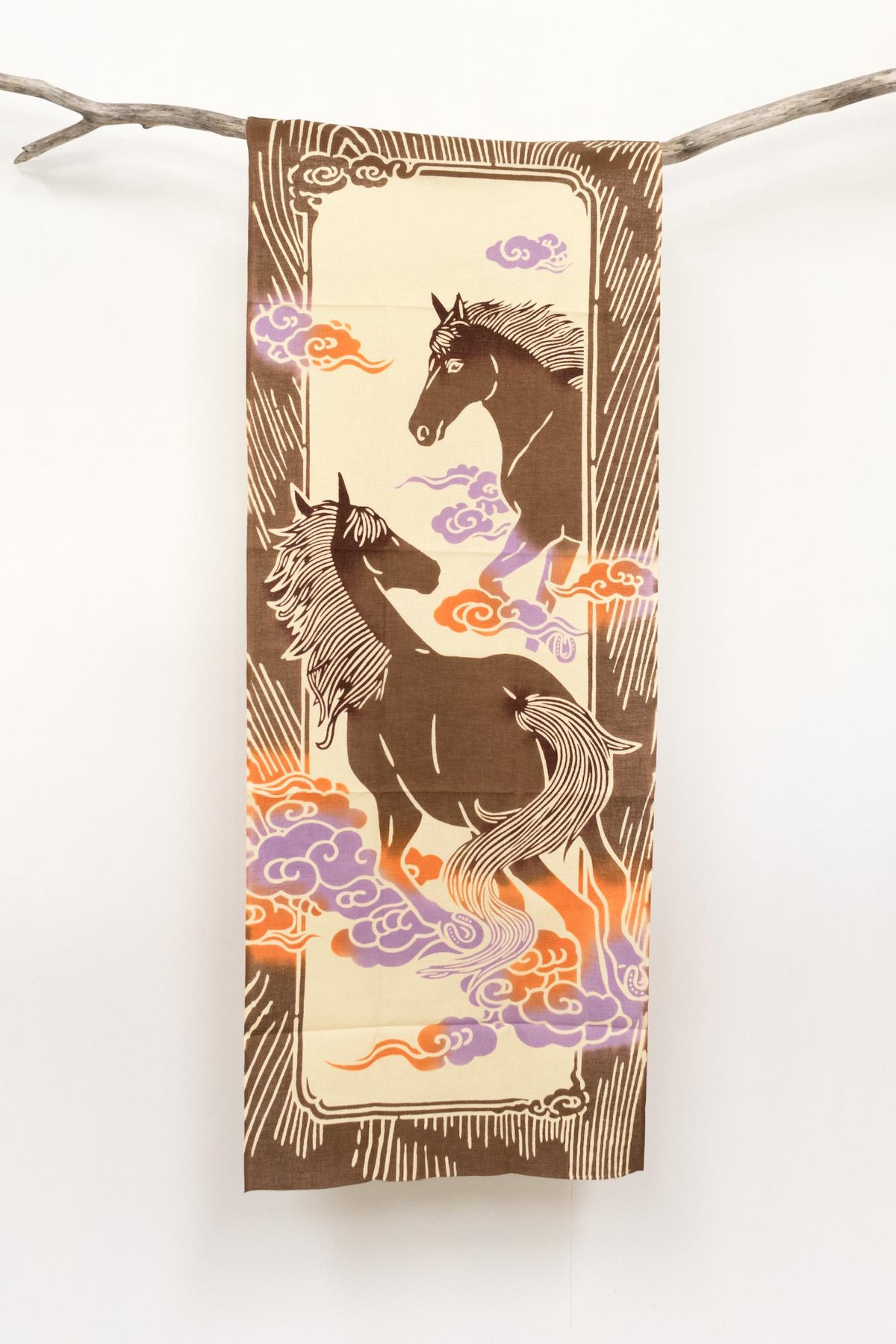 Shokunin Collection Hand-printed Chusen Japanese Tenugui Fabric - Year of the Horse 2026 - tenkakeru uma 50