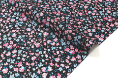 DEADSTOCK Japanese Fabric Flightly Floral - black, pink, blue - 50cm