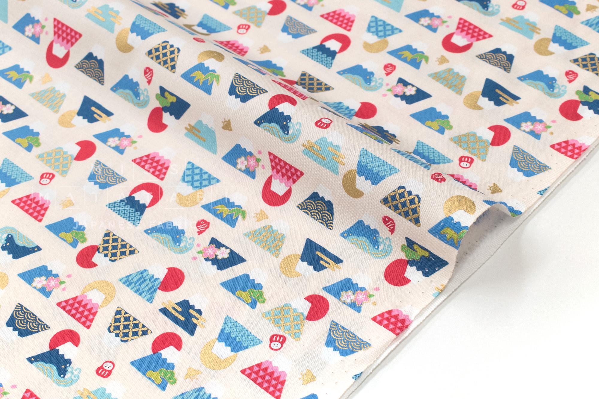 Japanese Fabric Cute Mt Fuji - A - 50cm