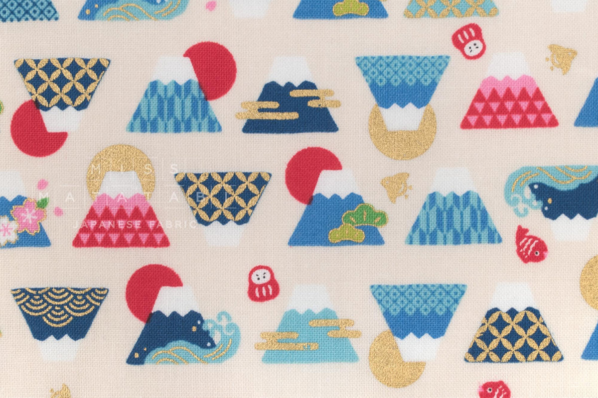 Japanese Fabric Cute Mt Fuji - A - 50cm