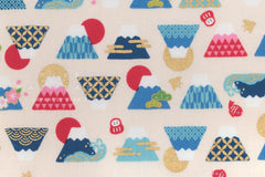 Japanese Fabric Cute Mt Fuji - A - 50cm