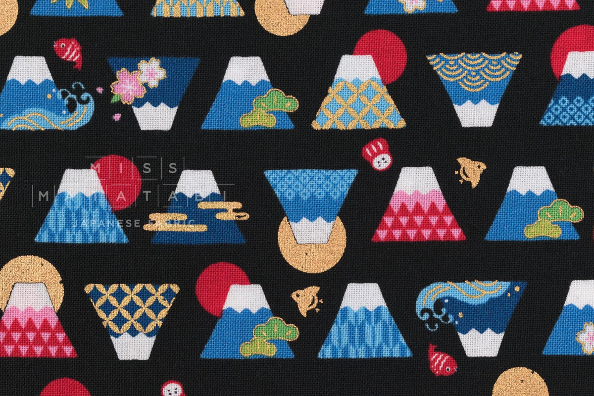Japanese Fabric Cute Mt Fuji - D - 50cm