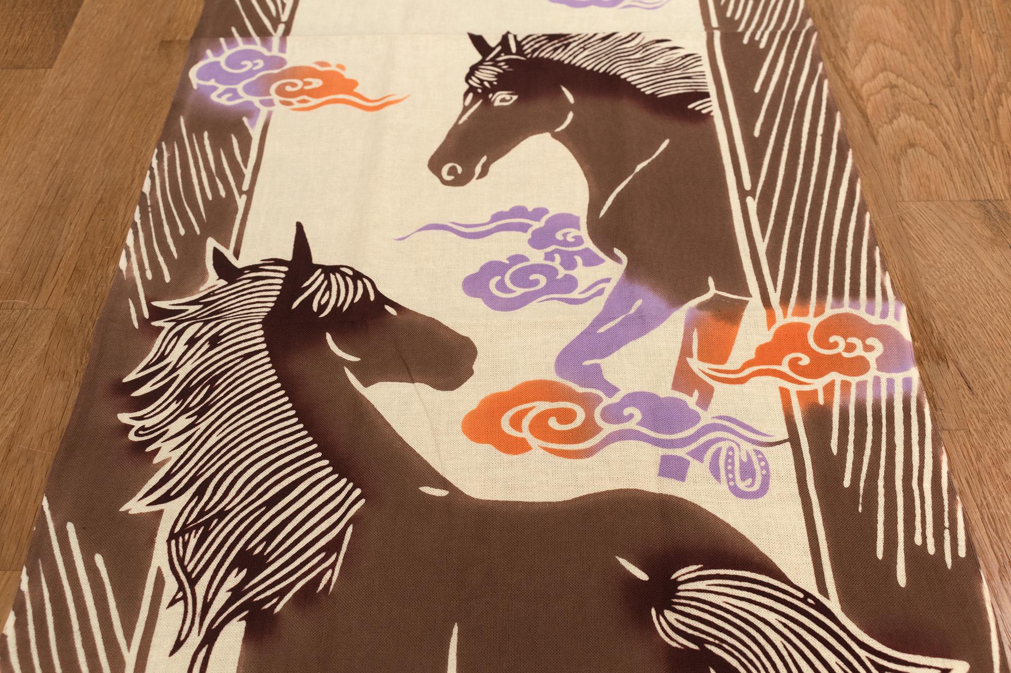 Shokunin Collection Hand-printed Chusen Japanese Tenugui Fabric - Year of the Horse 2026 - tenkakeru uma 50