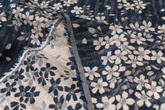 Japanese Fabric - Yarn Dyed Woven Falling Sakura Jacquard - navy - 50cm