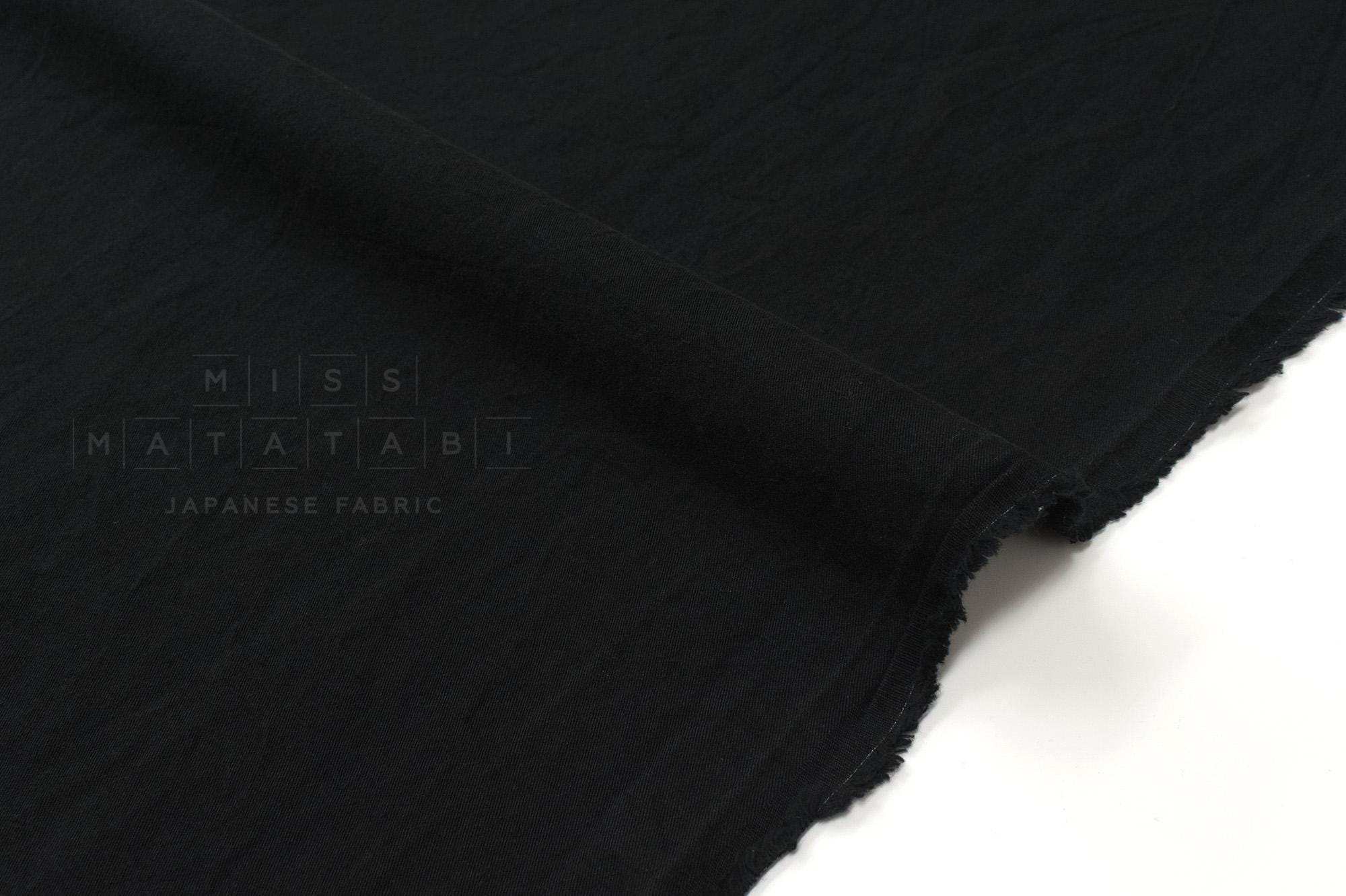 DEADSTOCK Japanese Fabric Shokunin Collection Yarn-dyed Kotohiradaki 36 Twill - black - 50cm
