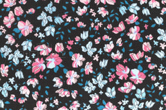 DEADSTOCK Japanese Fabric Flightly Floral - black, pink, blue - 50cm
