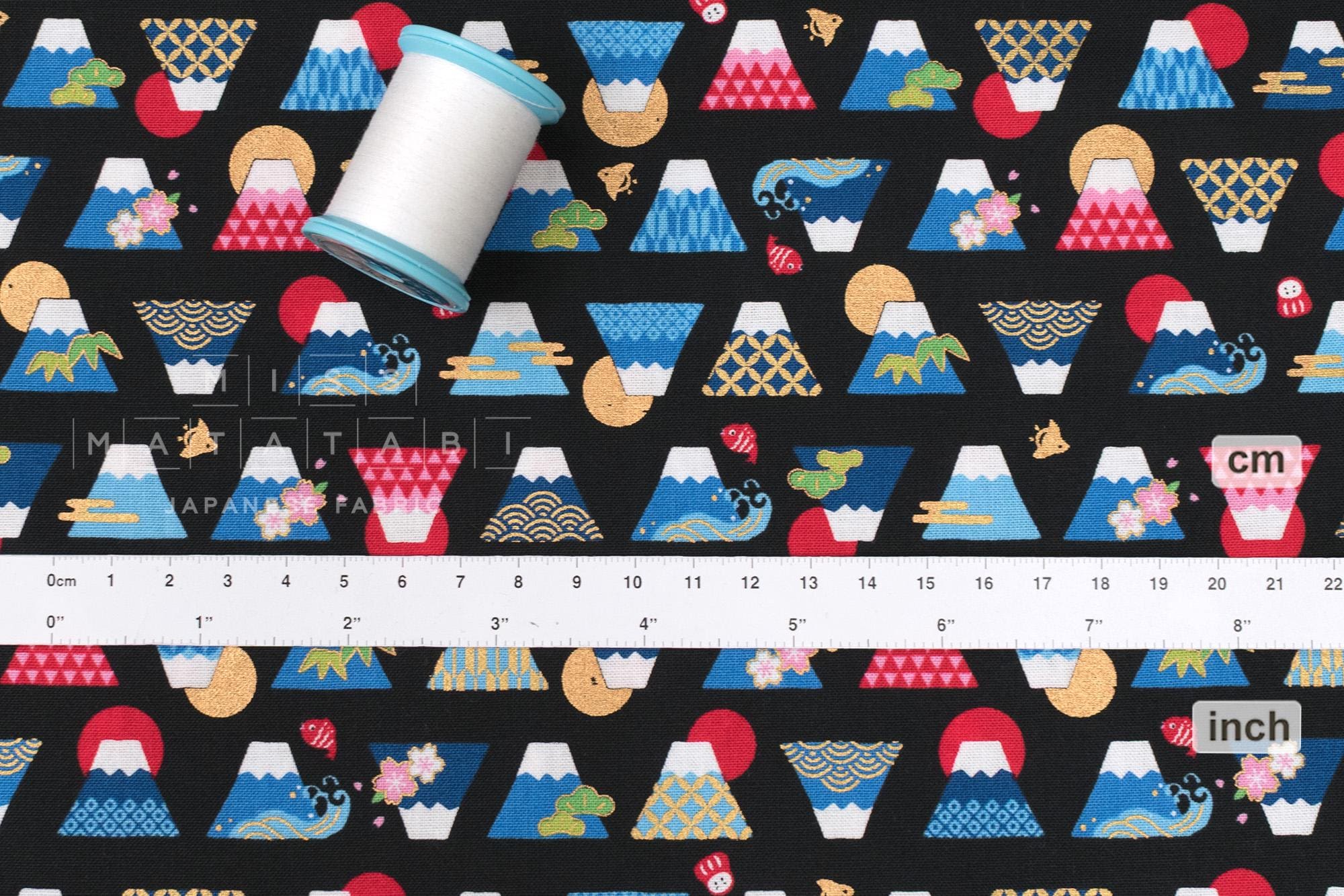 Japanese Fabric Cute Mt Fuji - D - 50cm