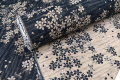 Japanese Fabric - Yarn Dyed Woven Falling Sakura Jacquard - navy - 50cm