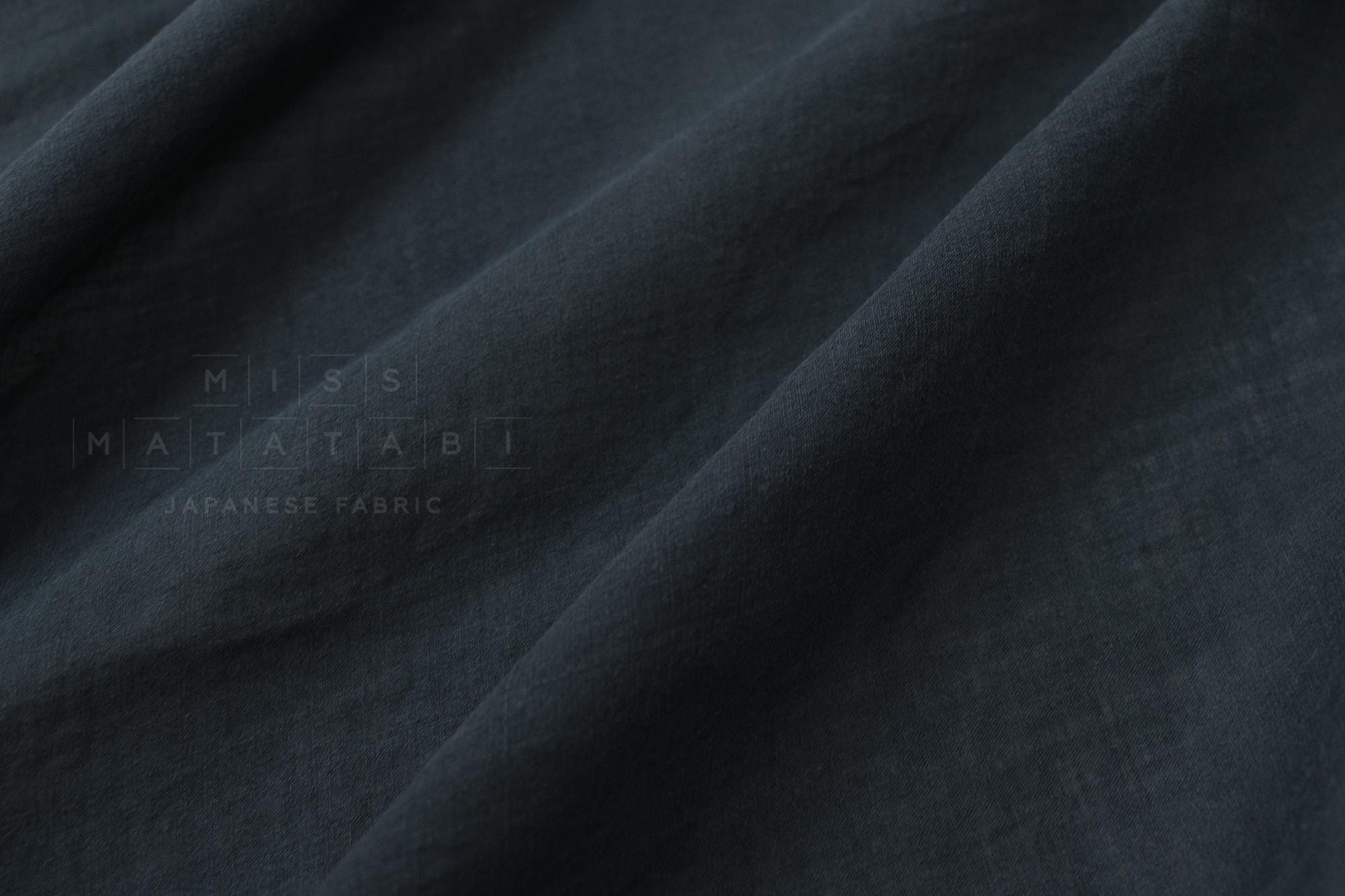 DEADSTOCK Japanese Fabric Shokunin Collection Azumadaki 18 Linen - dark navy blue - 50cm